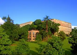 The palace rear and trees before the 2018 fire