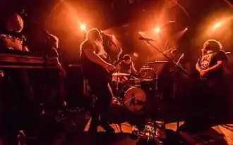 The band performing at (Le) Poisson Rouge in New York in 2015