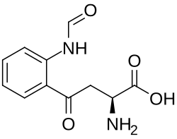 2D representation of the chemical structure of N'-Formylkynurenine.