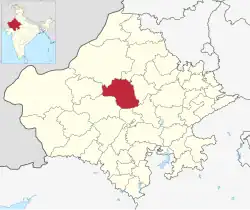 Location of Nagaur (Nāgaur) district in Rajasthan