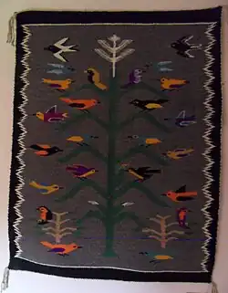 Navajo pictoral rug 1977, by Evelyn Tunney