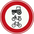 C9: No access for riders, cattle, wagons, agricultural vehicles, microcars, bicycles, mopeds or invalid carriages