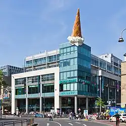 Dropped Cone 2001, Claes Oldenburg and Coosje van Bruggen, Neumarkt area, Cologne, Germany