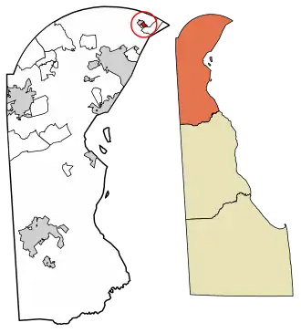 Location of Ardentown in New Castle County, Delaware.