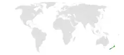 Map indicating locations of New Zealand and Tuvalu
