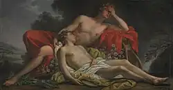 Apollo weeping for Hyacinth, or Hyacinth transformed into a flower, (1768), Nicolas-René Jollain