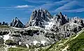Cima Cadin di San Lucano centered and Cimon di Croda Liscia to left