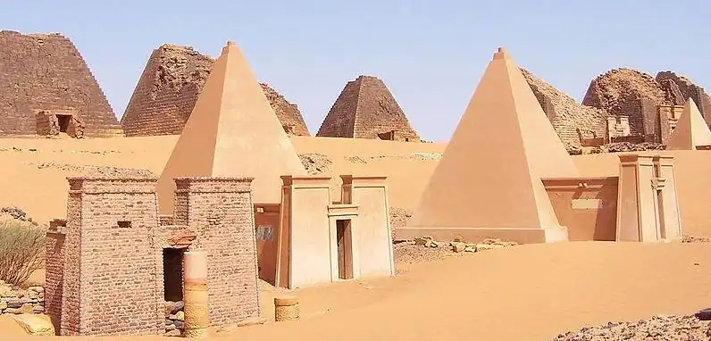 At Meroë, pyramids of the Kushite rulers