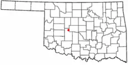Location of Hinton, Oklahoma