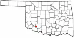 Location of Indiahoma, Oklahoma