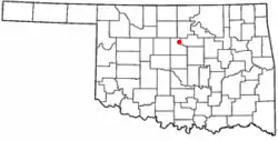 Location of Mulhall, Oklahoma