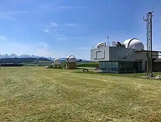 View of the dome-shaped Zimmerwald Obeservatory