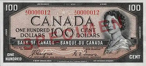 $100 banknote, "Devil's Head" printing
