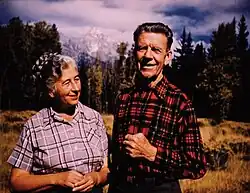 Margret Murie and Olaus at their home, Grand Teton National Park, 1953