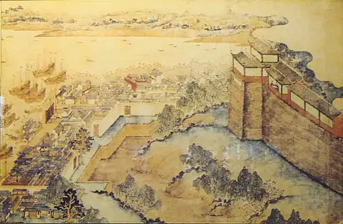 Old City of Shanghai with walls and seafront.