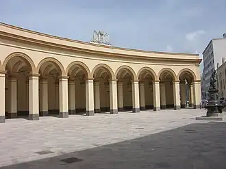 Semi-elliptical portico of the former fish market in Trapani