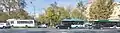 Trolleybus and two buses on the Opera bus stop in Yerevan