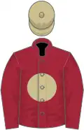 Maroon, beige disc, beige cap
