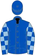 Royal blue, royal blue and light blue check sleeves