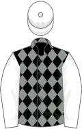Black and grey diamonds, white sleeves and cap