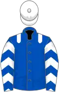 Royal blue, white epaulettes, chevrons on sleeves, white cap