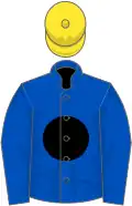 Royal blue, black disc, yellow cap