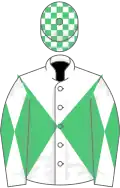 White and emerald green diabolo, check cap