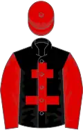 Black, red cross of lorraine, sleeves and cap