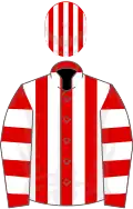 Red and white stripes, hooped sleeves, striped cap