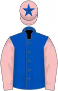 Blue, pink sleeves, pink cap, blue star