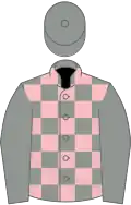 GREY AND PINK CHECK, grey sleeves and cap