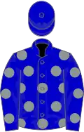 Blue, grey spots, blue cap
