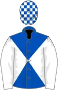 ROYAL BLUE and WHITE DIABOLO, white sleeves, check cap