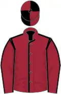 Maroon, black seams, quartered cap