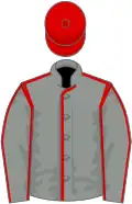 Grey, red seams and cap