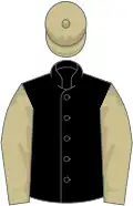 Black, beige sleeves and cap