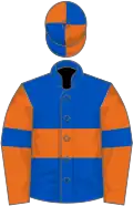Blue, yellow hoop, yellow sleeves, blue armlets, quartered cap