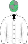 WHITE, emerald green and grey quartered cap