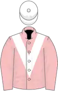 Pink, white chevron, white cap
