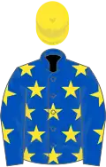 Royal blue, yellow stars, yellow cap