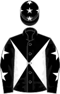 Black and white diabolo, black sleeves, white stars and stars on cap
