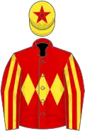 Red, yellow triple diamond, striped sleeves, yellow cap, red star