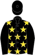 Black, yellow stars on body