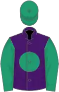 Purple, emerald green disc, sleeves and cap