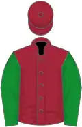 Maroon, green sleeves