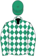 Emerald green and white diamonds, emerald green cap