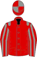 Red, grey epaulets, striped sleeves, quartered cap