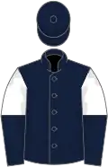 Dark blue, white and dark blue halved sleeves