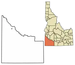 Location of Marsing in Owyhee County, Idaho