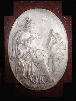Plaque representing "Prudence" on the funeral monument holding the heart of Louis XIII, Louvre (1643)